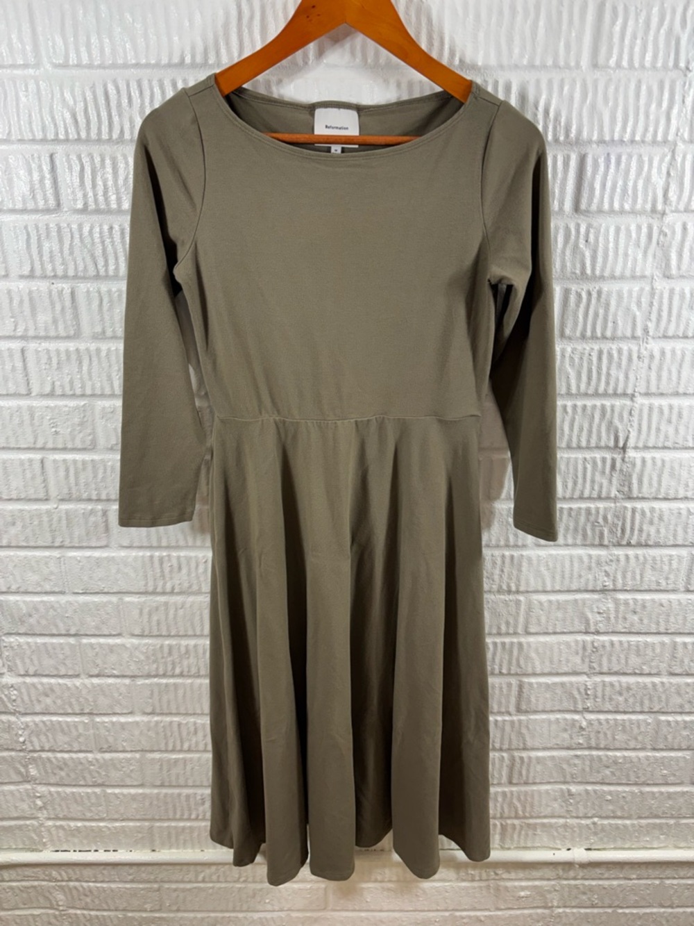Reformation Wiley Knit Dress Green Medium